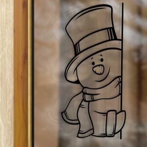 Raamsticker met een silhouet van een gluur sneeuw pop