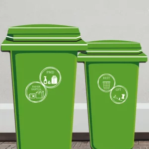 Container stickers cirkels Papier, Plastic, GFT, Rest in de kleur wit
