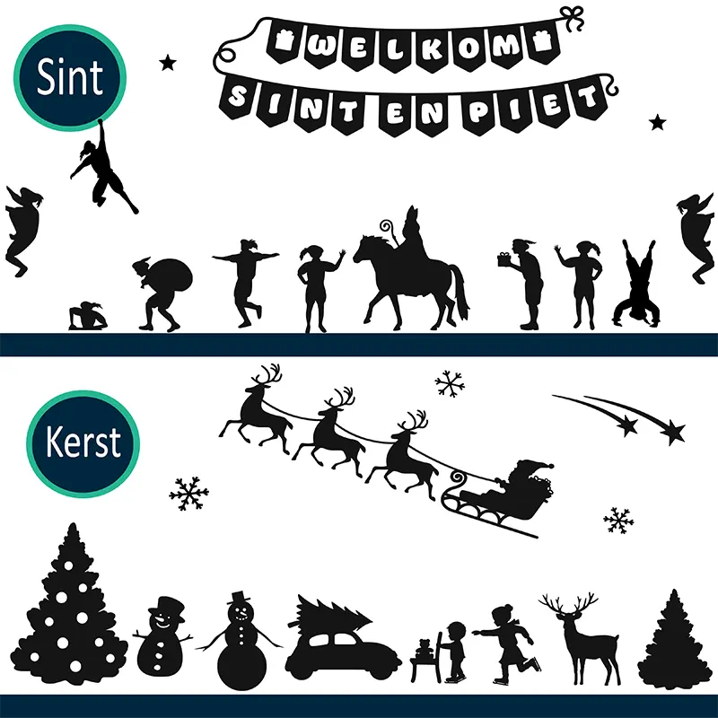 Pieten Sint Kerstbomen Sneeuwpoppen Kinderenaanhetschaatsen kopieren