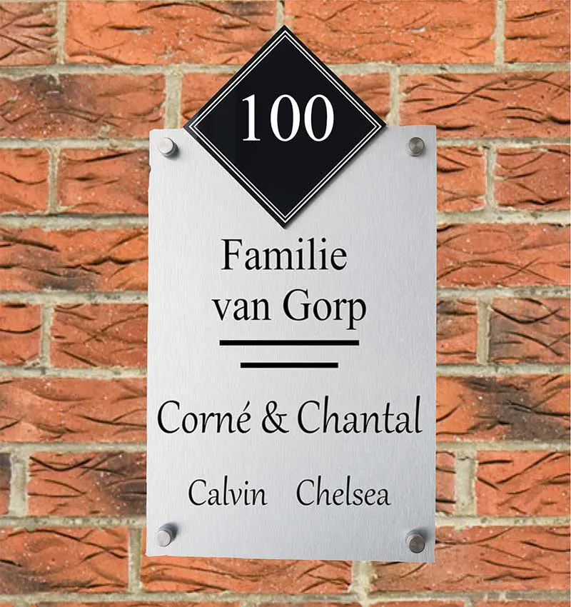 RVS Naambordje Huisnummer Familienamen