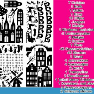 Alternative view of Raamstickers Kerst huisjes en elfjes | 146-Delig