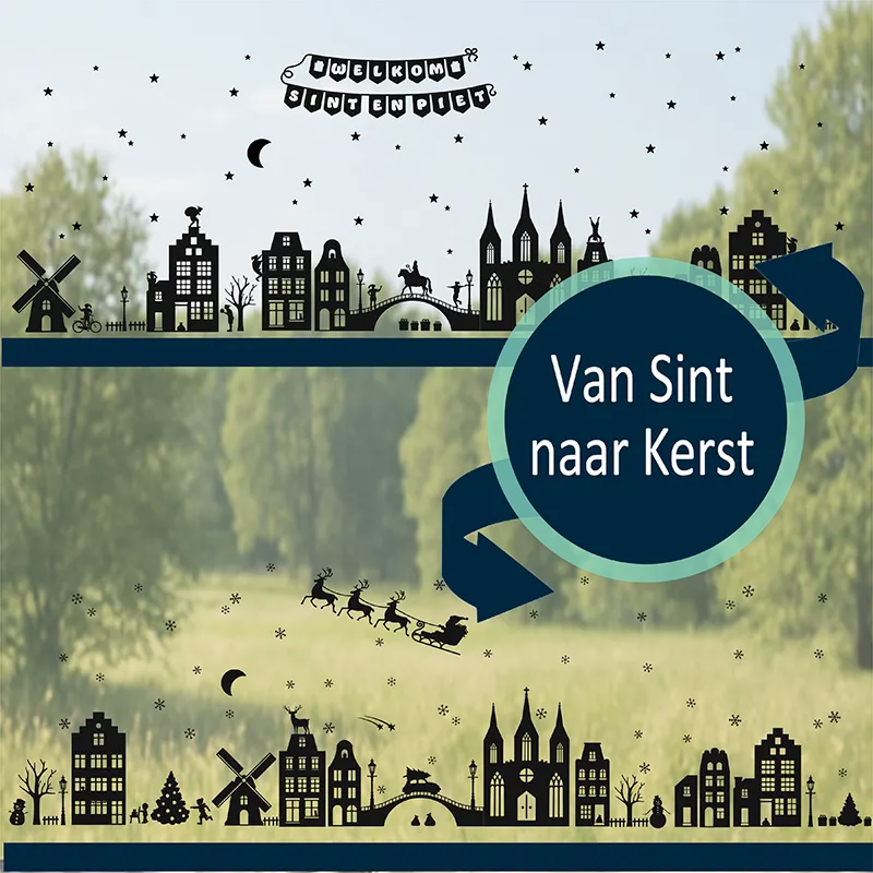Raamstickers Sinterklaas Kerst Huisjes 145delig kopieren