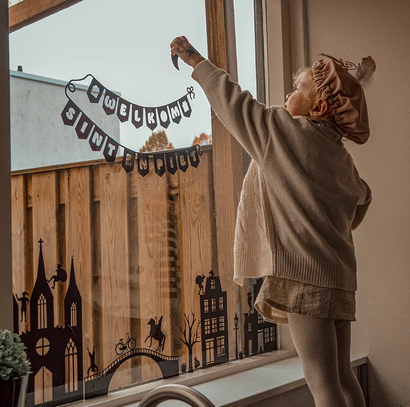 Raamstickers sinterklaas huisjes op het raam 145delig