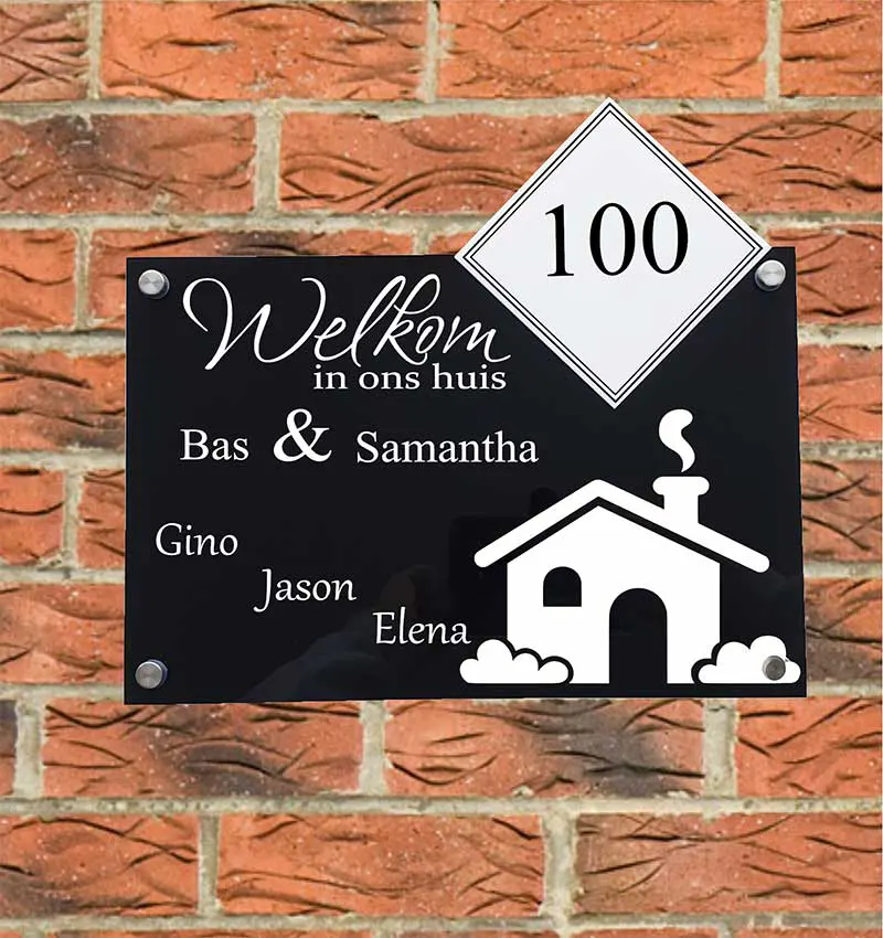 Zwart Naambordje Huisnummer Welkom Huis