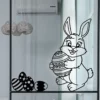 Raamsticker-Statisch-Herbruikbaar-Paashaas-Paaseieren-zwart Raamsticker Paashaas en paaseieren
