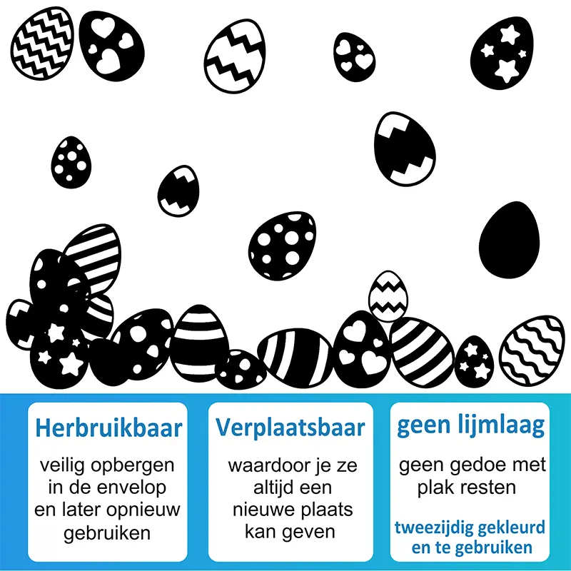 Raamstickers-Paaseieren-Pasen-Paaseitjes-USP Raamstickers Paaseieren Pasen Paaseitjes USP
