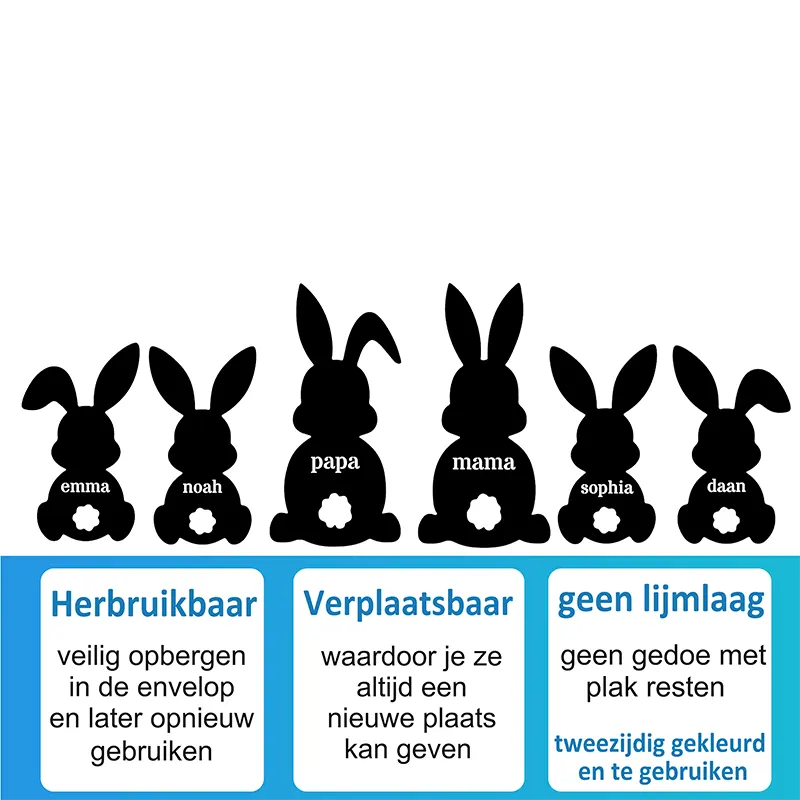 Raamstickers Paashaasjes Met Naam USP