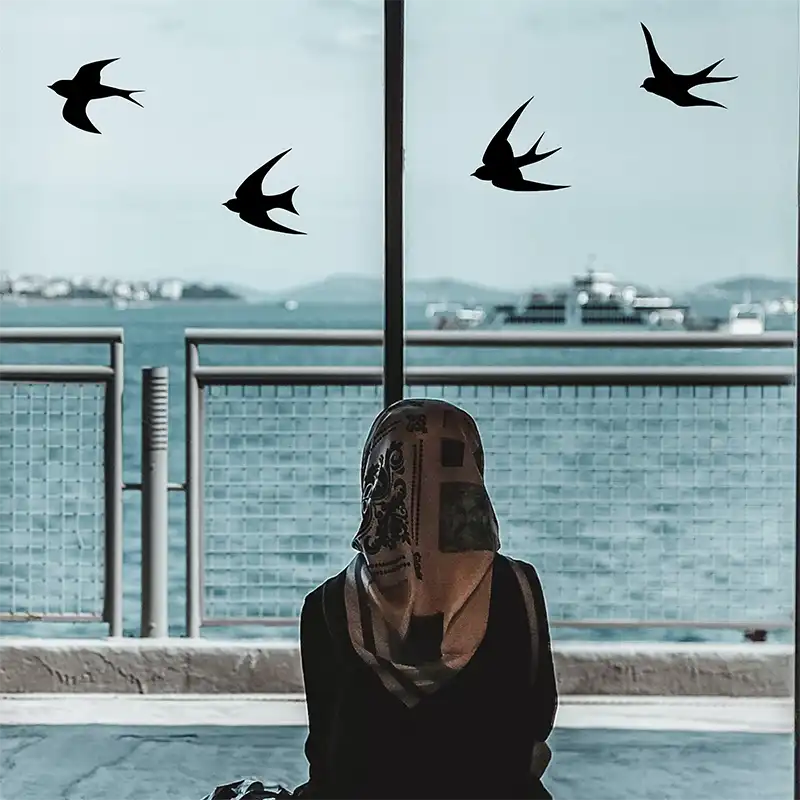 Raamsticker Vogels Zwaluwen Hoofdafbeelding Zwart1 kopieren