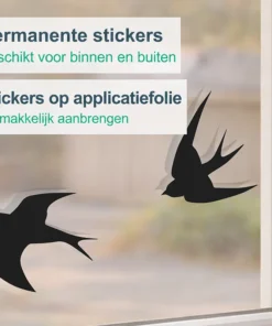 Alternative view of Zelfklevende raamstickers vogels zwaluw 4-delig