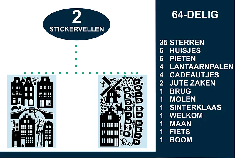 Raamstickers Sinterklaas 64delig kopieren