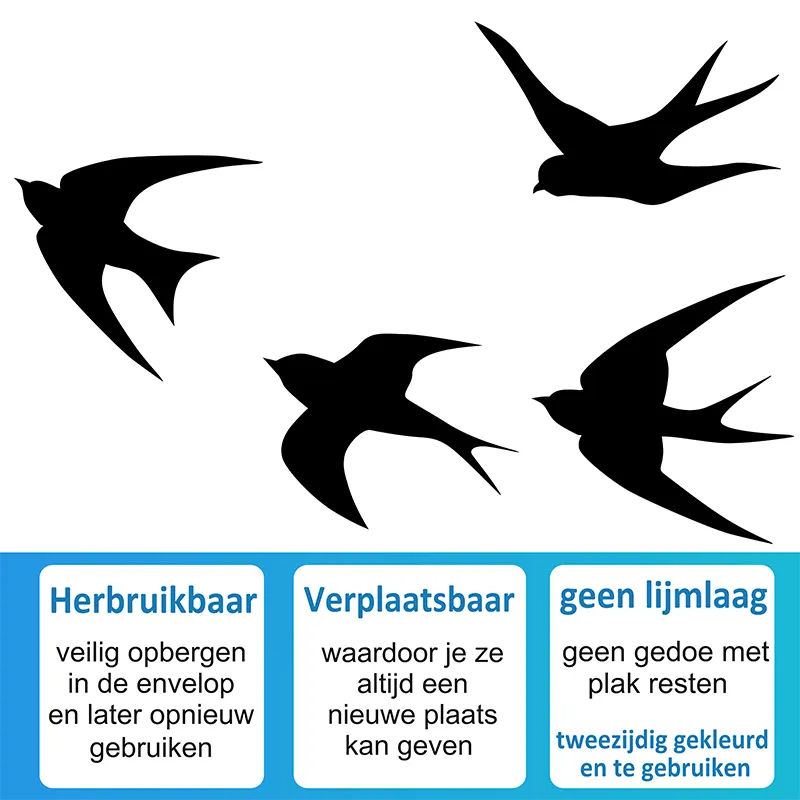 Raamstickers Vogel Vogels Zwaluw Zwaluwen USP Statisch
