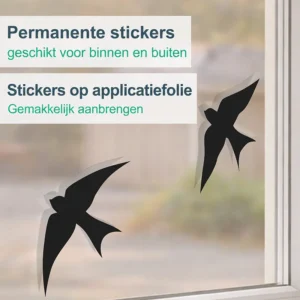 Alternative view of Zelfklevende raamsticker zwaluwen – 8-delig