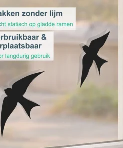 Alternative view of Statische raamsticker zwaluwen – 8-delig