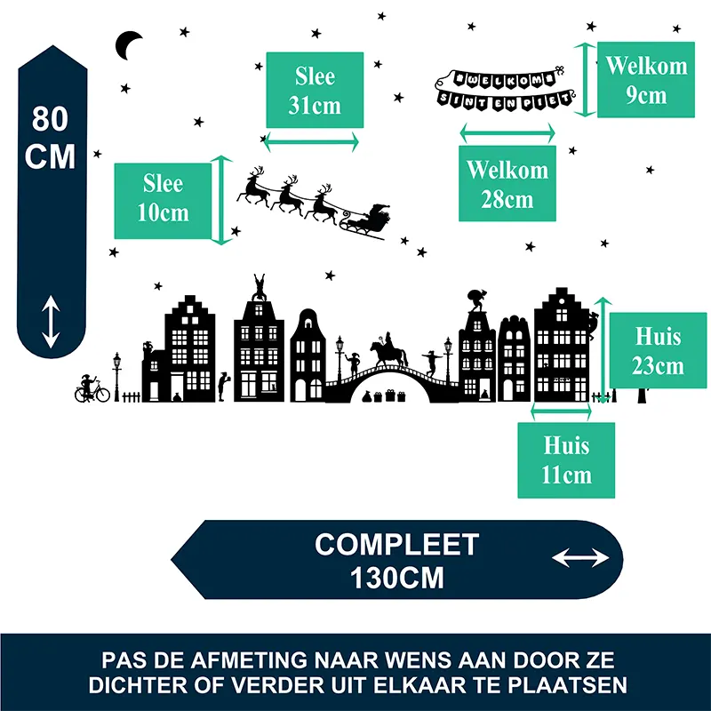 Raamsticker Sint Kerst Afmeting kopieren