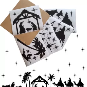 Stickers - Kiedoka 27 Zwarte raamstickers voor een kerststal decoratie