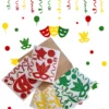 Raamsticker-Carnaval-Versiering Raamstickers carnaval versiering in de kleuren rood, geel en groen