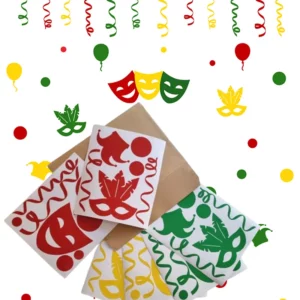 Stickers - Kiedoka 65 Raamstickers carnaval versiering in de kleuren rood, geel en groen