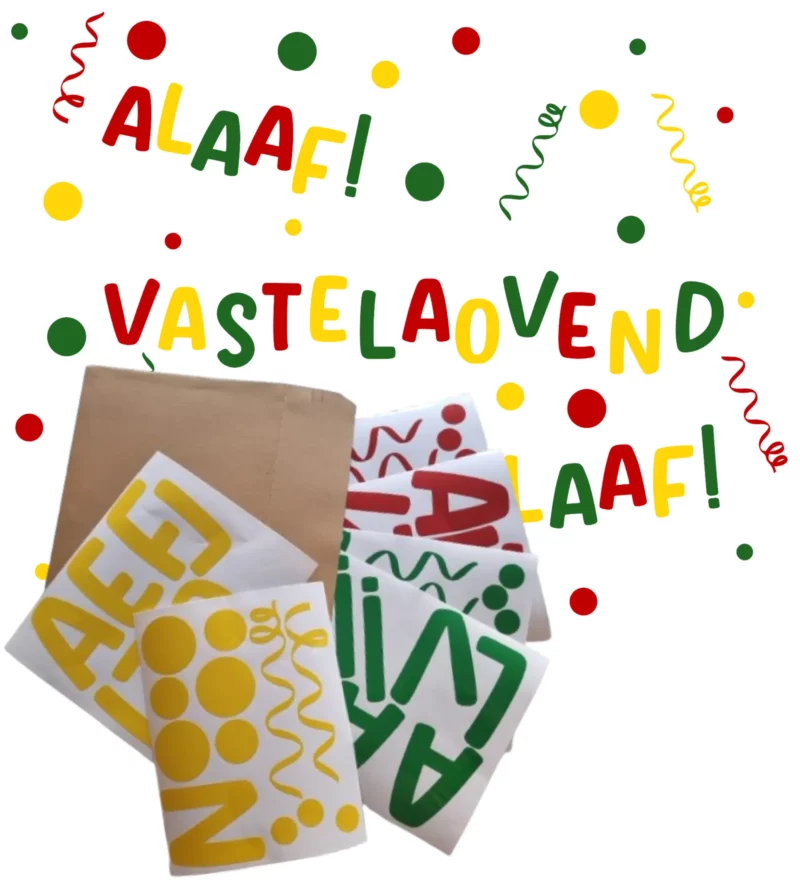 Raamstickers voor carnaval versiering met alaaf! en Vastelaovend