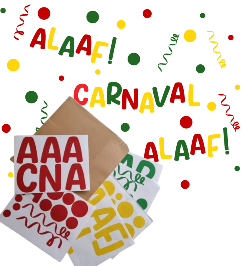 Raamstickers carnaval en alaaf in de kleuren rood geel groen