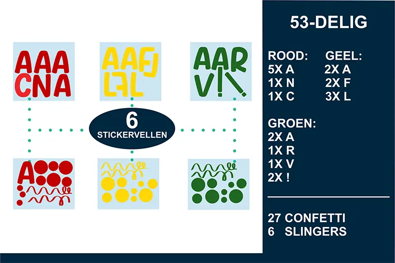 Raamstickers Carnaval Alaaf Versiering 53delig kopieren