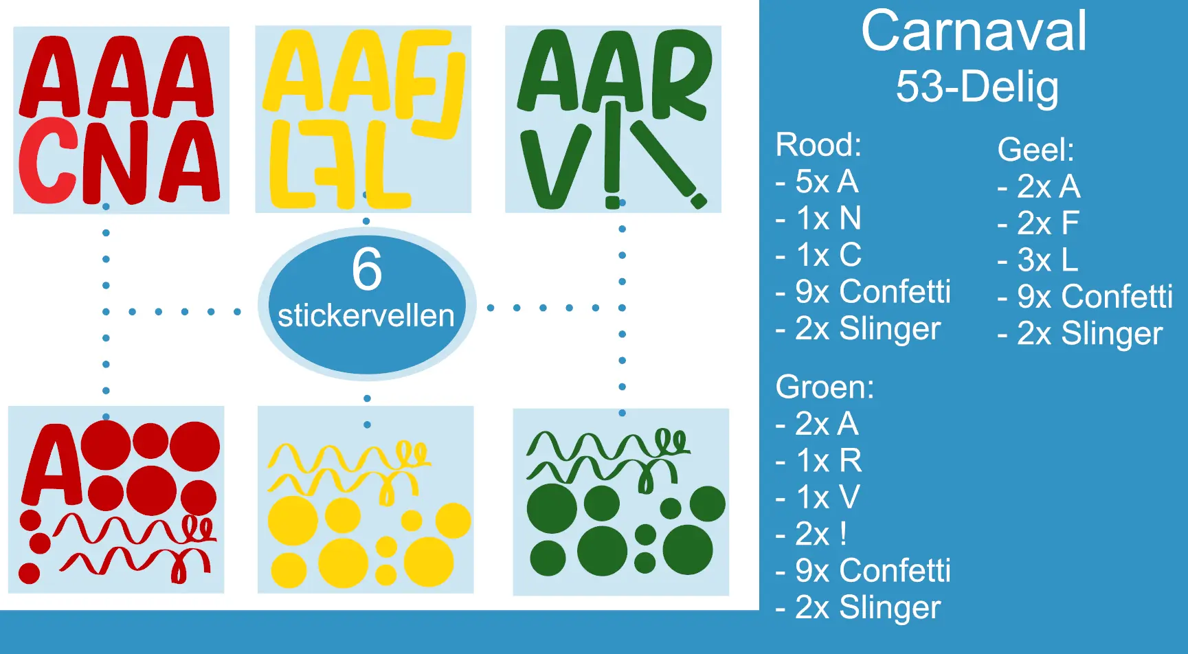 Raamstickers-Carnaval-Alaaf-Versiering-53delig Raamstickers Carnaval Alaaf Versiering 53delig