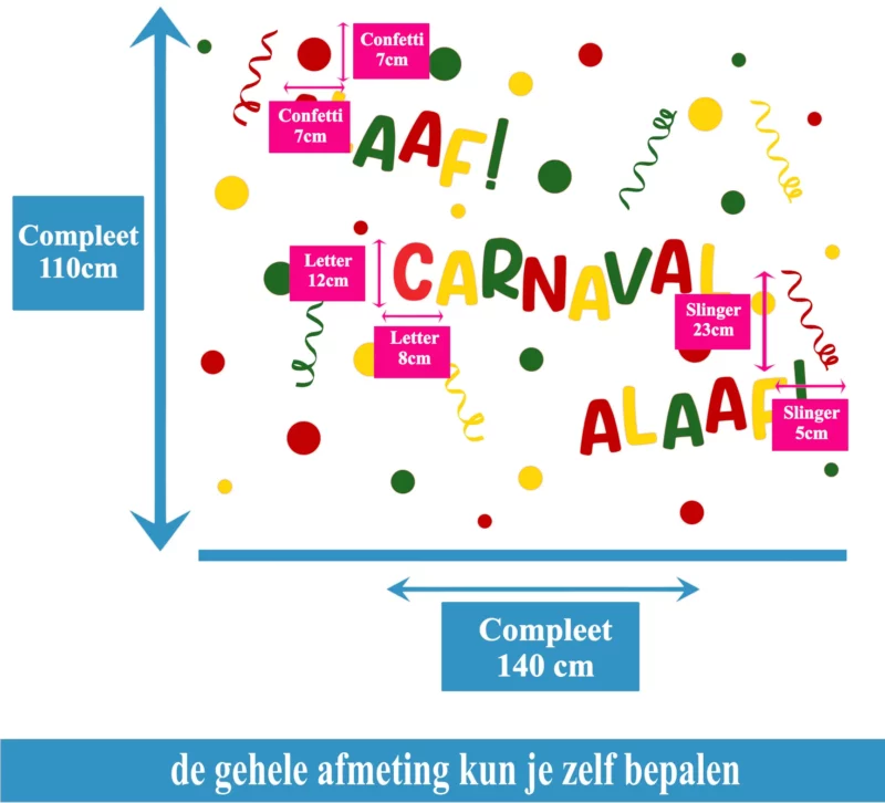 Raamstickers Carnaval Alaaf Versiering Afmeting