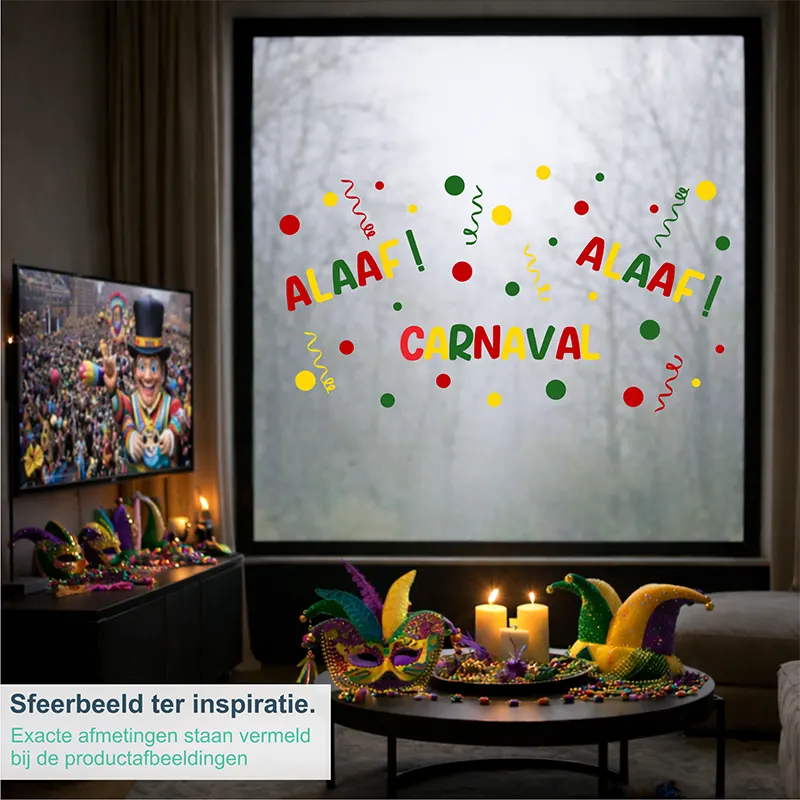 Raamstickers Carnaval Decoratie Woonkamer Rood Geel Groen kopieren