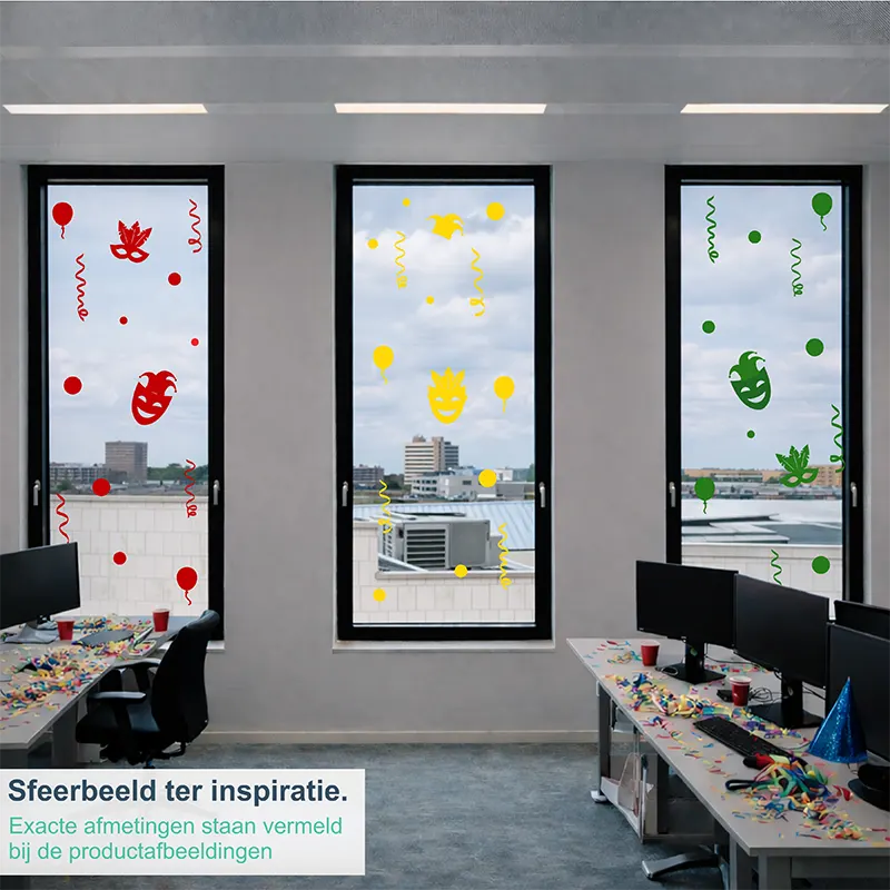 Raamstickers-Carnaval-Kantoor-Decoratie kopiëren Raamstickers Carnaval Kantoor Decoratie kopieren