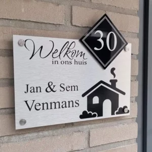 Stickers - Kiedoka 67 Naambord met de tekst welkom in ons huis