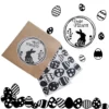 Raamsticker-Pasen-Vrolijk-Pasen-Cirkel-Zwart kopiëren Raamsticker paashaas cirkel met paaseieren in de kleur zwart