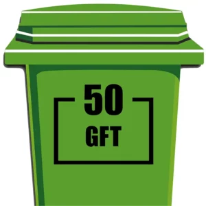 Container sticker vierkant gft met huisnummer in de kleur zwart