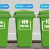 Container stickers vierkant met vier huisnummers. Papier, Plastic, GFT, Rest