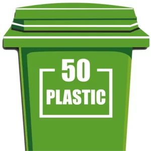 Container sticker vierkant plastic met huisnummer in de kleur wit
