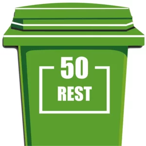 Container sticker vierkant rest met huisnummer in de kleur wit