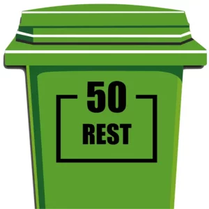 Container sticker vierkant rest met huisnummer in de kleur zwart