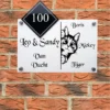 Naambordje-Glurende-Kat-Poes-Namen-Familie-Wit wit naambord met een glurende kat namen en huisnummer