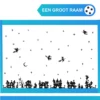 Raamstickers Halloween, huisjes en Heksen op een grote raam