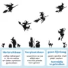 Raamstickers van heksen voor Halloween. Herbruikbaar, verplaatsbaar en geen lijm laag