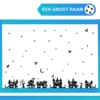 Raamstickers, Halloween, huisjes en Kraaien op een grote raam