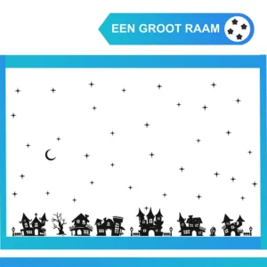 Stickers - Kiedoka 30 Raamstickers Halloween, huisjes op een grote raam