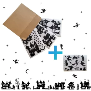 Stickers - Kiedoka 27 Raamstickers Halloween Huisjes en heksen 51-delig in de kleur zwart