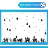 Raamstickers-Halloween-Huisjes-Spoken-Spookhuisjes-Raam Raamstickers, Halloween, huisjes en spookjes op een grote raam