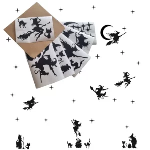 Stickers - Kiedoka 39 Raamstickers heksen voor Halloween in de kleur zwart