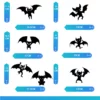 Raamstickers-Vleermuizen-Halloween-Afmeting Raamstickers vleermuizen halloween 7-delig afmetingen