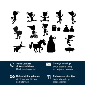 Alternative view of Uitbreidingsset Raamstickers Sinterklaas 17-delig | Maat L en XL