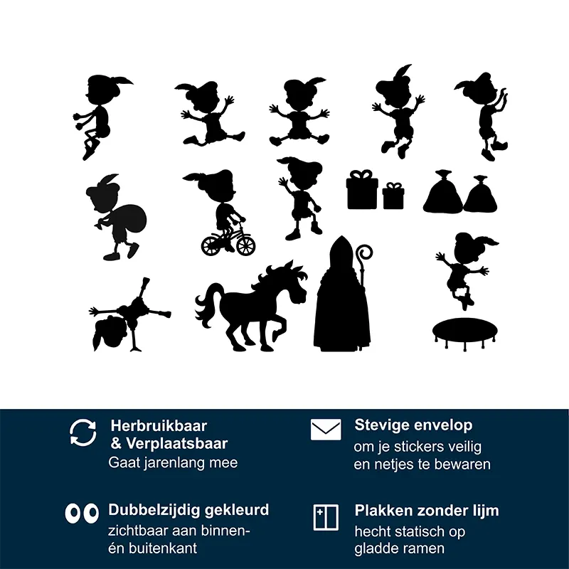 Raamstickers Pietjes Sinterklaas Uitbreiding Huisjes USP kopieren