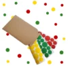 Raamstickers carnaval confetti in de kleuren rood, geel en groen