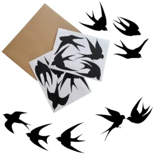 Raamstickers zwaluws vogels in de kleur zwart