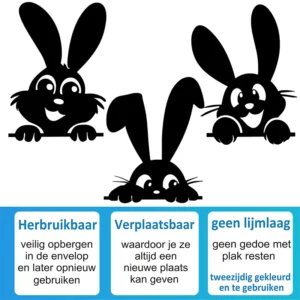 Raamstickers glurende paashaasjes herbruikbaar