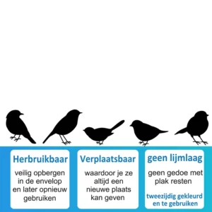 Vogels 5-delig in de kleur zwart